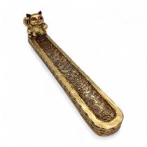 Incensário Vareta Gato Maneki Neko Dourado Sorte Total 20 cm