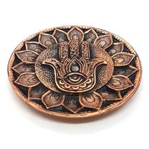 Incensário Vareta Mão Hamsa mantra Cobre Resina Proteção