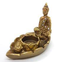 Incensário Vareta Porta Vela Buda Sagrado Meditando Com Vela