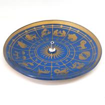 Incensário Vareta Zodíaco Astral Gold Azul Redondo 11CM Incensário Vareta Zodíaco Astral Gold Azul Redondo 11CM