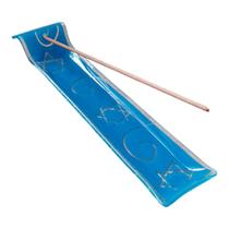 INCENSÁRIO VIDRO CANALETA ESTRELA DAVI 23 x 5 CM AZUL COSMO