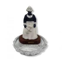 Incensário Xangô Branco Ayra 12 Cm 3 Varetas Em Resina