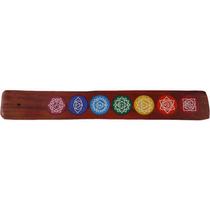 Incenso Porta Indiano Régua De Madeira Chakras Colorida