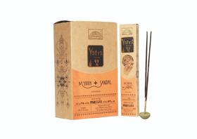 Incenso yatra naturals mirra+sandalo 15g parimal box 12 caixas com 12 varetas