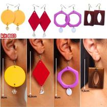 Incríveis Brincos femininos 4 pares em diversos tamanhos e cores Incríveis Brincos femininos 4 pares em diversos tamanhos e cores