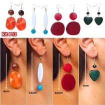 Incríveis Brincos femininos 4 pares em diversos tamanhos e cores Incríveis Brincos femininos 4 pares em diversos tamanhos e cores