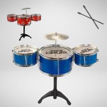 Incrível Kit De Bateria Infantil Completo Com 4 Tambores Baquetas e Banquinho Original