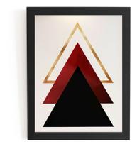 Incrivel Quadro Arte Geometrica Piramides Carmim 44x32cm