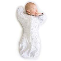 Incrível saco de swaddle transitório de bebê com braços para cima mangas de meio comprimento e punhos de luva, confete, sterling, médio, 3-6 meses, médio (14-21 libras)