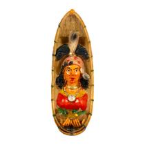 Índia em Canoa 17cm - Peça Artesanal em Resina