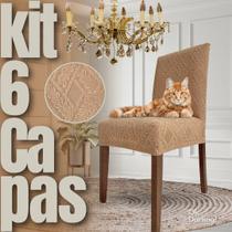 Indiana - Kit 6 Capas de Cadeira Linha Gold Anti Gato - Caramelo
