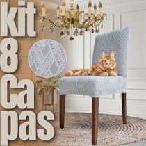 Indiana - Kit 8 Capas de Cadeira Linha Gold Anti Gato - Cinza Claro