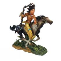 Índio Cavalgando no Cavalo 29cm