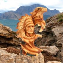 Índio Com Águia Busto Decorativo Estatueta Esotérica Índio Com Águia Busto Decorativo Estatueta Esotérica
