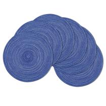 Individuales Redondos Trenzados SHACOS 38cm Juego de 6 Azul y Blanco
