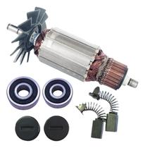 Induzido 110V + Rolamentos + Carvão + Tampa Serra Mármore Makita 4100H