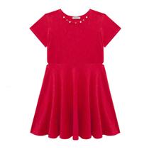 Infanti Vestido Jacquard Corações Vermelho