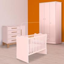 Infantil Berço, Cômoda Sapateira Slim e Guarda Roupa Rosa Infantil Berço, Cômoda Sapateira Slim e Guarda Roupa Rosa