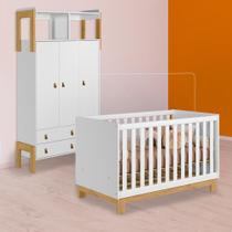 Infantil Berço Mini Cama Slim e Guarda Roupa C/Nicho Branco Infantil Berço Mini Cama Slim e Guarda Roupa C/Nicho Branco