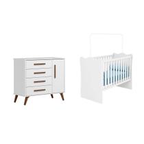 Infantil Cômoda Sapateira Retrô e Berço Infantil Bebê Branco