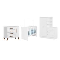 Infantil Guarda Roupa, Cômoda Sapateira e Berço Branco