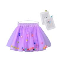 Infantil Multi Cor Tule Tutu Saia Pom Pom Princesa Mini Vestido Meninas Roupas 2024