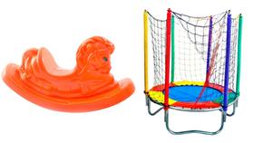 Infantil Pula Pula-Cama Elástica Barata 1,40m Pequena+ Unicórnio cavalinho Laranja 1 assento Gangorra Playground