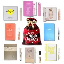 Infinite Scents Edição Limitada Kit de Amostras de Perfumes Femininos (8 Frascos de Fragrâncias de Grife) com Bolsa de Presente Natalina com Cordão