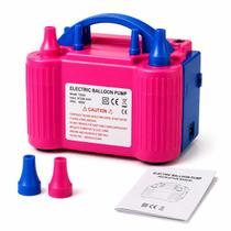 Inflador Elétrico de Balões e Bexigas 220V 600W Rosa Portátil com 2 Bicos - OMEGA