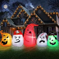 Infláveis de Halloween B&D Ghost de 2,4 m de comprimento com luzes que mudam de cor Infláveis de Halloween B&D Ghost de 2,4 m de comprimento com luzes que mudam de cor