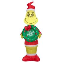 Inflável Gemmy Grinch com Guirlanda de 122 cm de Altura Inflável Gemmy Grinch com Guirlanda de 122 cm de Altura
