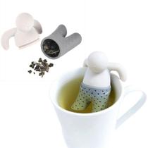 Infusor de Chá Boneco em Silicone Difusor Mister Tea 8 cm Divertido Moderno Cinza - Livon