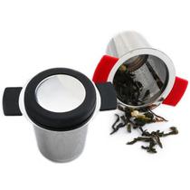 Infusor De Chá Coador Em Aço Inoxidável Tipo Cesta Com Alça Silicone Grande Individual Filtro Mergulhador Tampa Canecas - Uny Gift