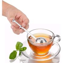 Infusor de chá em aço inoxidável com filtro redondo retrátil pratico - Filó Modas