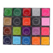 Ink Pad Pssopp lavável artesanal para crianças com conjunto de 20 cores