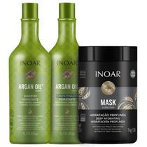 Inoar Argan Oil Shampoo e Condicionador Litro + Mask Collection 1kg