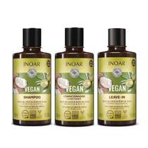 Inoar Vegan - Kit Shampoo e Condicionador 300ml + Leave-in 300ml