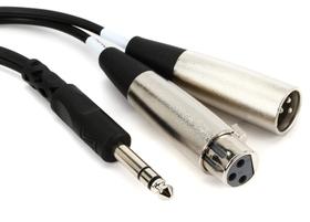 Inserção de cabo Hosa SRC-203 TRS macho de 1/4 de polegada para XLR3 fêmea/macho Inserção de cabo Hosa SRC-203 TRS macho de 1/4 de polegada para XLR3 fêmea/macho