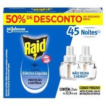 Inseticida Elétrico Raid Protector 45 Noites Refil 32,9ml - Embalagem com 2 Unidades