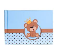 Instalivro 10x15 Álbum Autocolante Horizontal para 20 fotos URSINHO PRÍNCIPE Infantil Bebê Azul