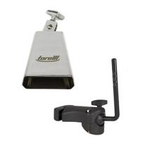 Instrumento de percussão cowbell torelli + suporte clamp rmv