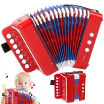 Instrumento Infantil Sanfona Acordeon Gaita de Fole 3 Baixo 7 Teclas Cor Vermelho - Fun Game