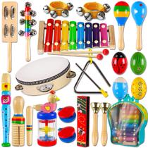 Instrumentos musicais LOOIKOOS Toddler Wood 22 unidades com bolsa de armazenamento