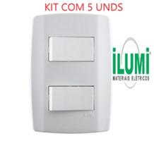 Inter. emb. 1ts+1tp slim branco 8023 ilumi kit 5 peças