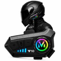 Intercom Bluetooth V10 para Capacete RGB Sem Fio com Microfone, Música, Chamadas e GPS Intercom Bluetooth V10 para Capacete RGB Sem Fio com Microfone, Música, Chamadas e GPS