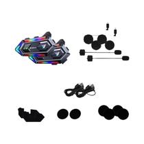 Intercomunicador Bluetooth V5.3 Para Capacete De Moto RGB Light Y20 MAX Com Fone De Ouvido À Prova Intercomunicador Bluetooth V5.3 Para Capacete De Moto RGB Light Y20 MAX Com Fone De Ouvido À Prova