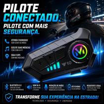 Intercomunicador Bluetooth Y10 para Capacete Som HiFi, Conexão Multiponto e Iluminação RGB Dinâmica AJD40