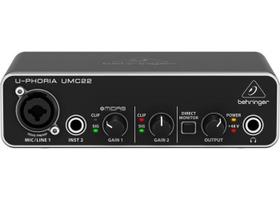 Interface de áudio USB 2 canais Behringer UMC22