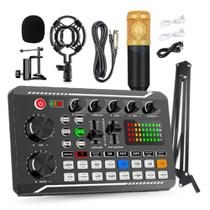 Interface Live Mini mixer com Display Digital F998 + Microfone Condensador