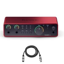 Interface USB Focusrite Scarlett 2i2 de 4ª geração com pacote de software Suite com cabo XLR H&A de 10 pés